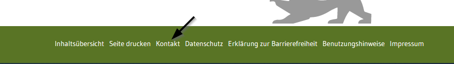 Bild mit Pfeil zu Fundstelle für Kontaktformular
